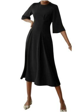 The Fold London Asti Dress in black size US 10 UK 14 Clever Crepe M L midi